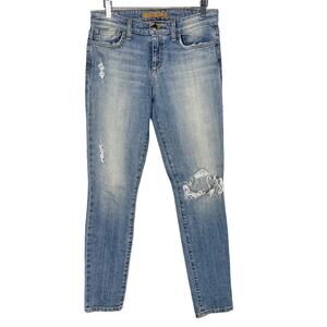 Joes Jeans Womens 26 Ripped Skinny Anke Jeans Light Cooper Wash Cotton Low Rise